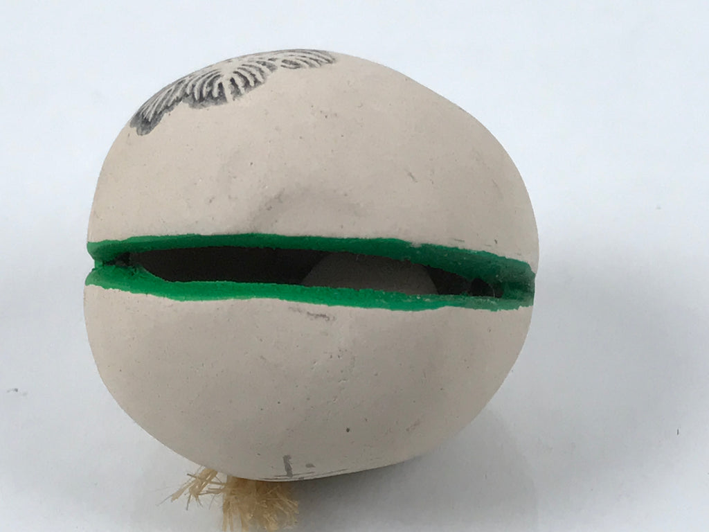 Japanese Clay Bell Dorei Vtg Tsuchi-Suzu Classic White Paulownia Kiri Kiku DR618