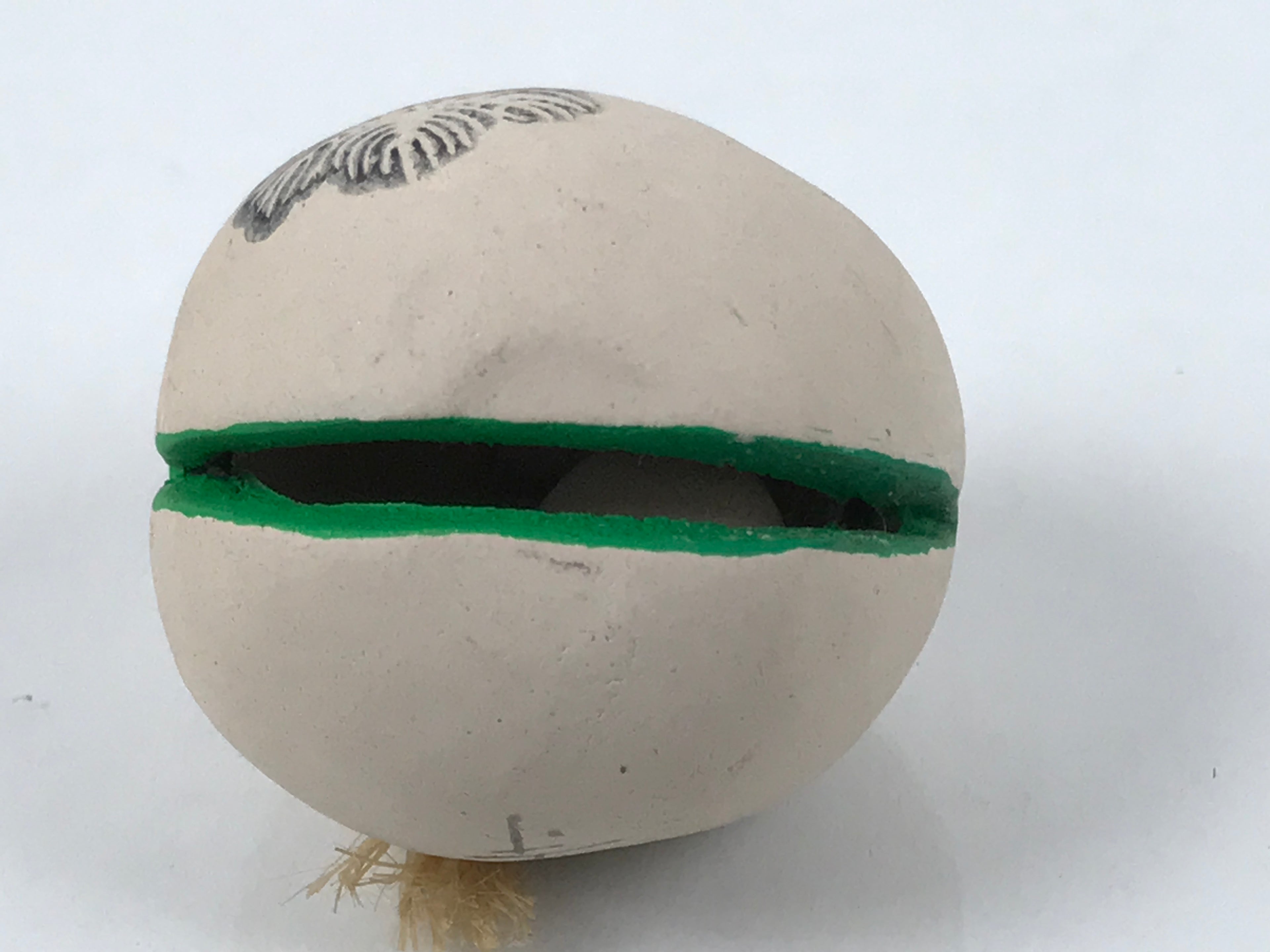 Japanese Clay Bell Dorei Vtg Tsuchi-Suzu Classic White Paulownia Kiri Kiku DR618