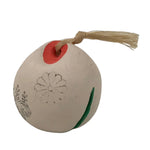 Japanese Clay Bell Dorei Vtg Tsuchi-Suzu Classic White Paulownia Kiri Kiku DR618