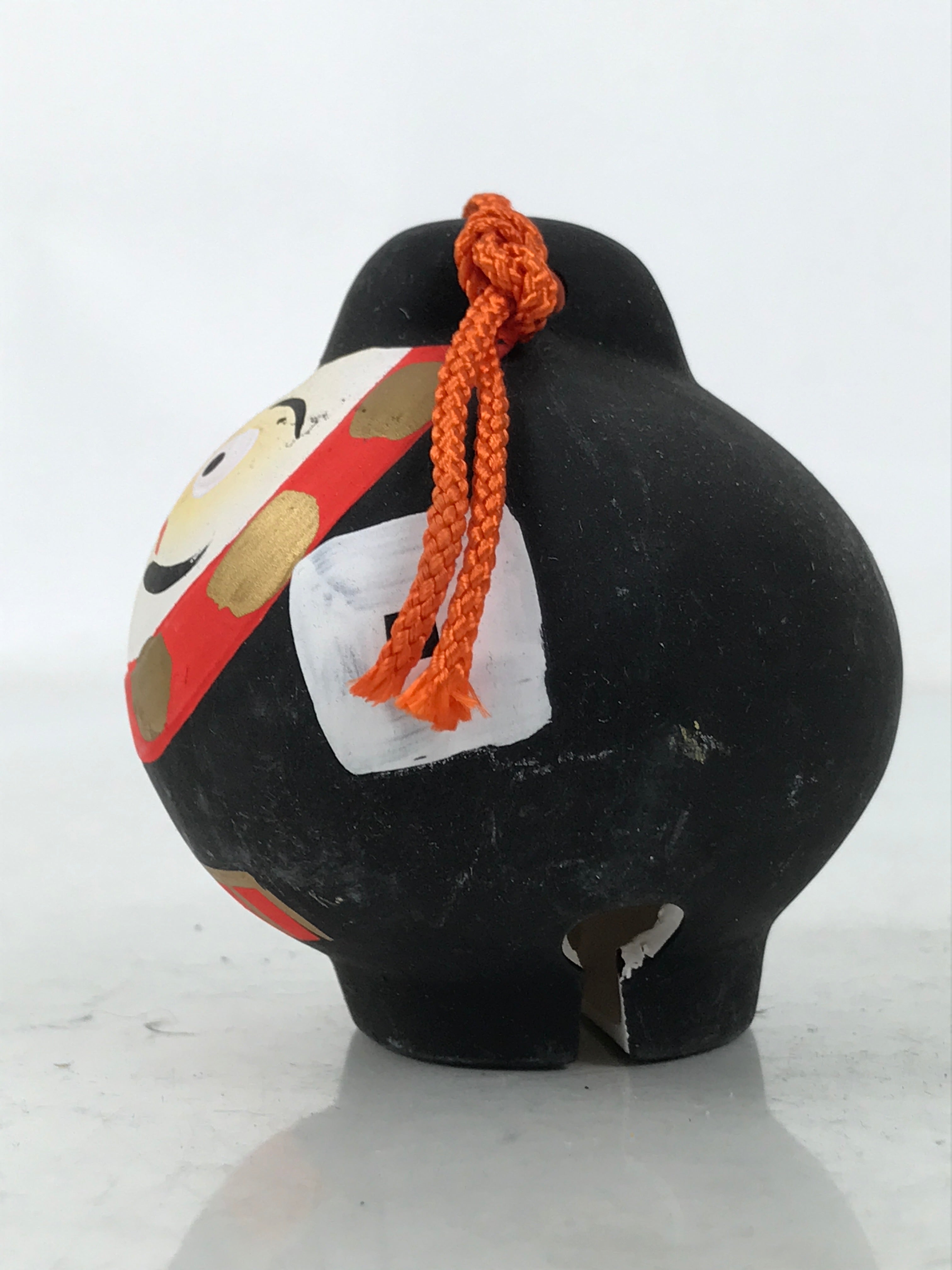 Japanese Clay Bell Dorei Vtg Tsuchi-Suzu Court Man Kimono Tsuyama Okayama DR596