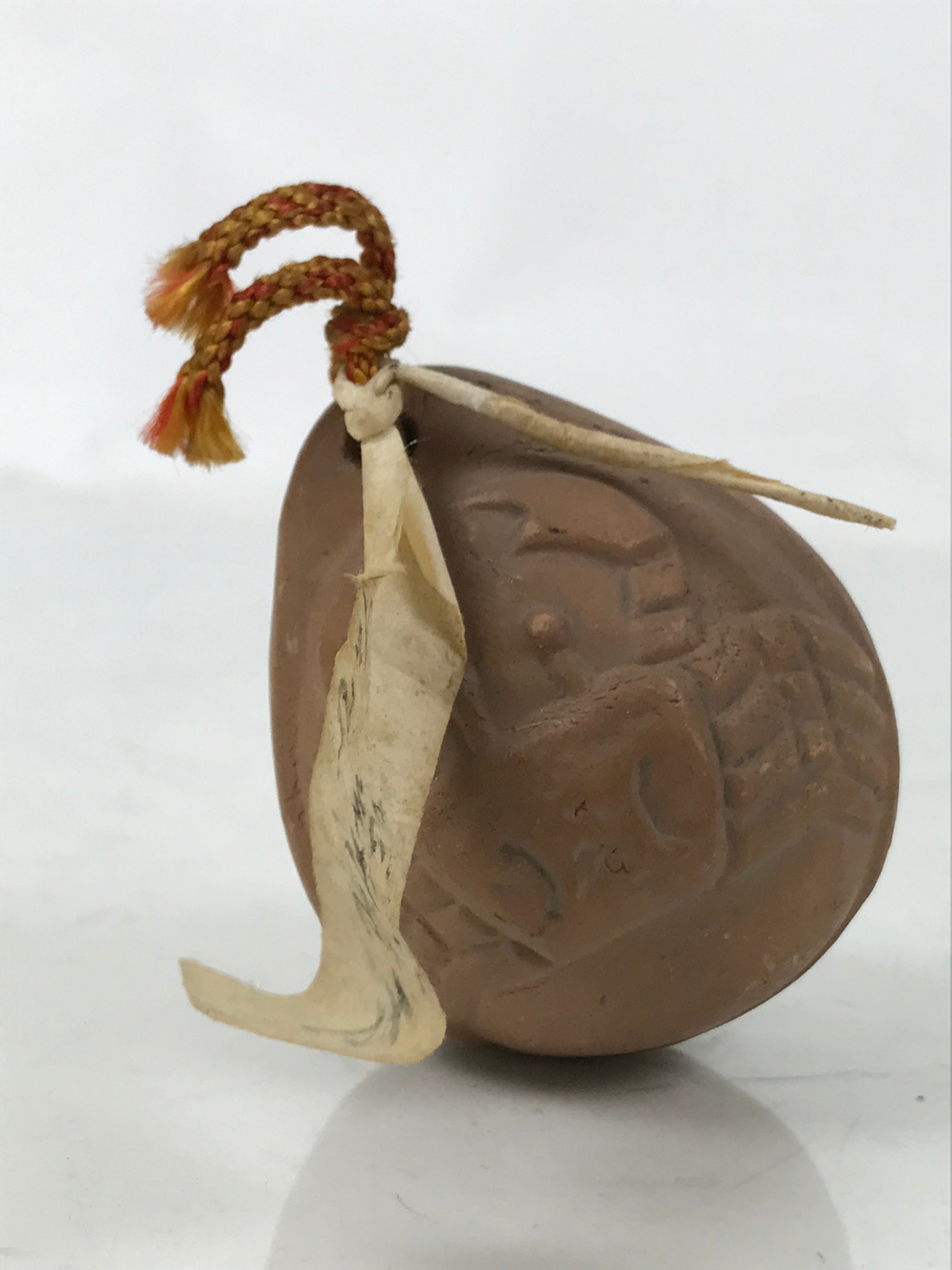 Japanese Clay Bell Dorei Vtg Tsuchi-Suzu Crab Kanimanji Temple Buddhist DR591