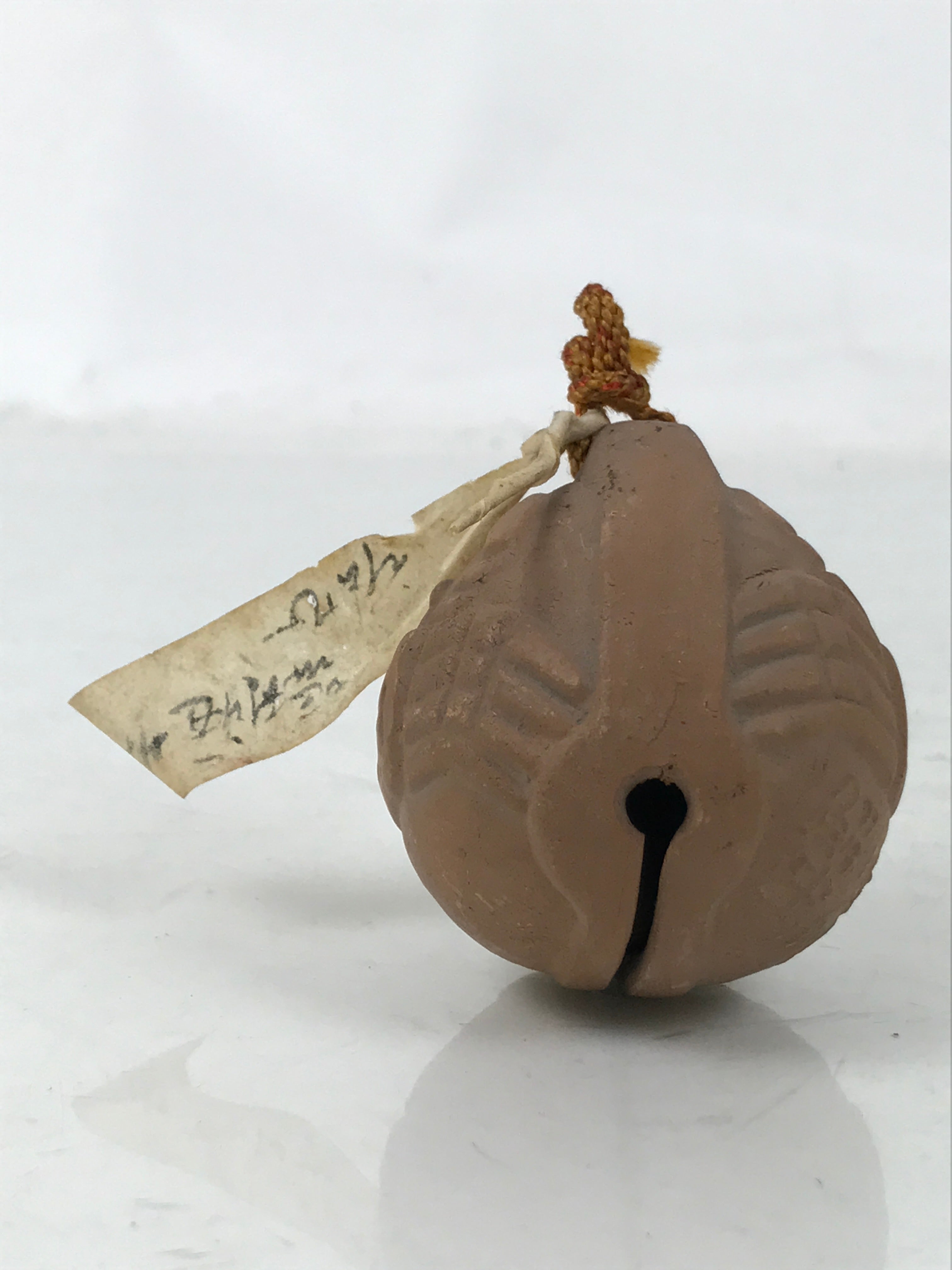 Japanese Clay Bell Dorei Vtg Tsuchi-Suzu Crab Kanimanji Temple Buddhist DR591