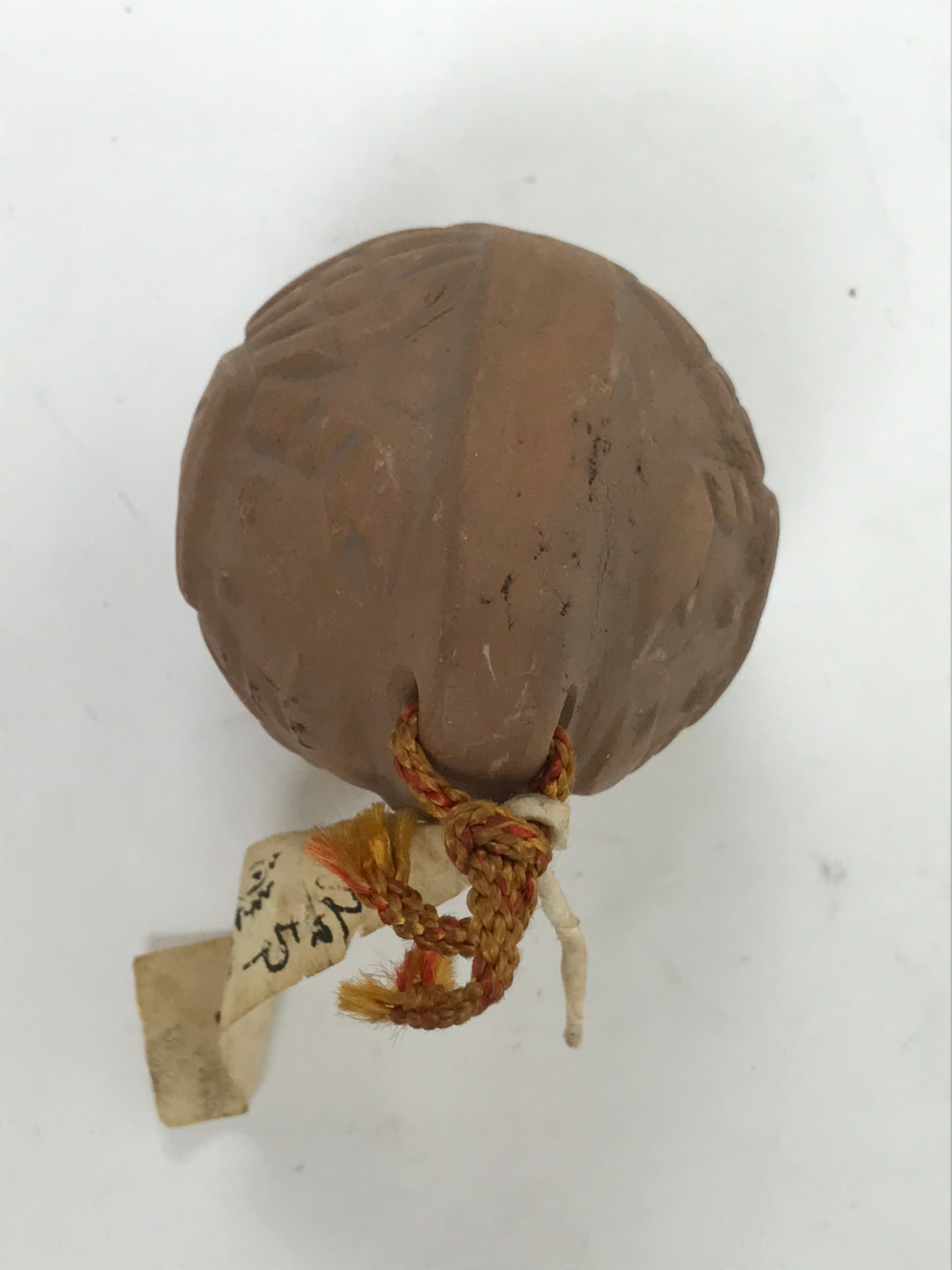 Japanese Clay Bell Dorei Vtg Tsuchi-Suzu Crab Kanimanji Temple Buddhist DR591