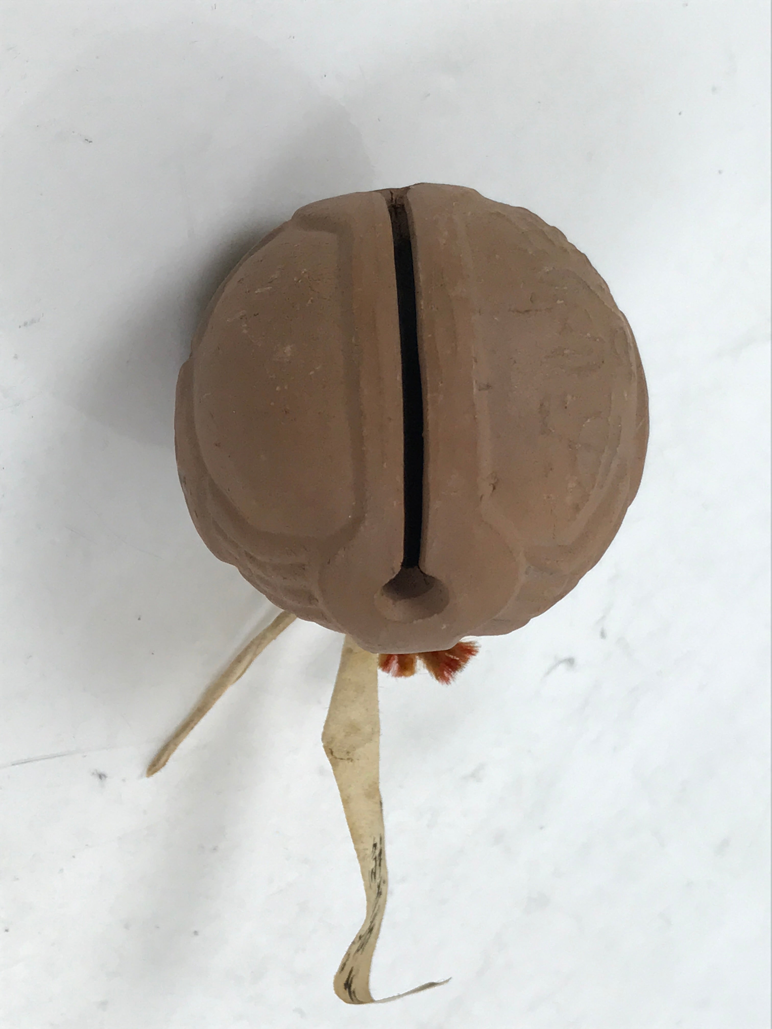 Japanese Clay Bell Dorei Vtg Tsuchi-Suzu Crab Kanimanji Temple Buddhist DR591