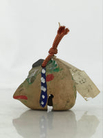 Japanese Clay Bell Dorei Vtg Tsuchi-Suzu Crow Karasu Tengu Face Mt Daisen DR587