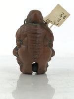 Japanese Clay Bell Dorei Vtg Tsuchi-Suzu Double Face Nio Guardian Buddhist DR590