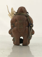 Japanese Clay Bell Dorei Vtg Tsuchi-Suzu Double Face Nio Guardian Buddhist DR590