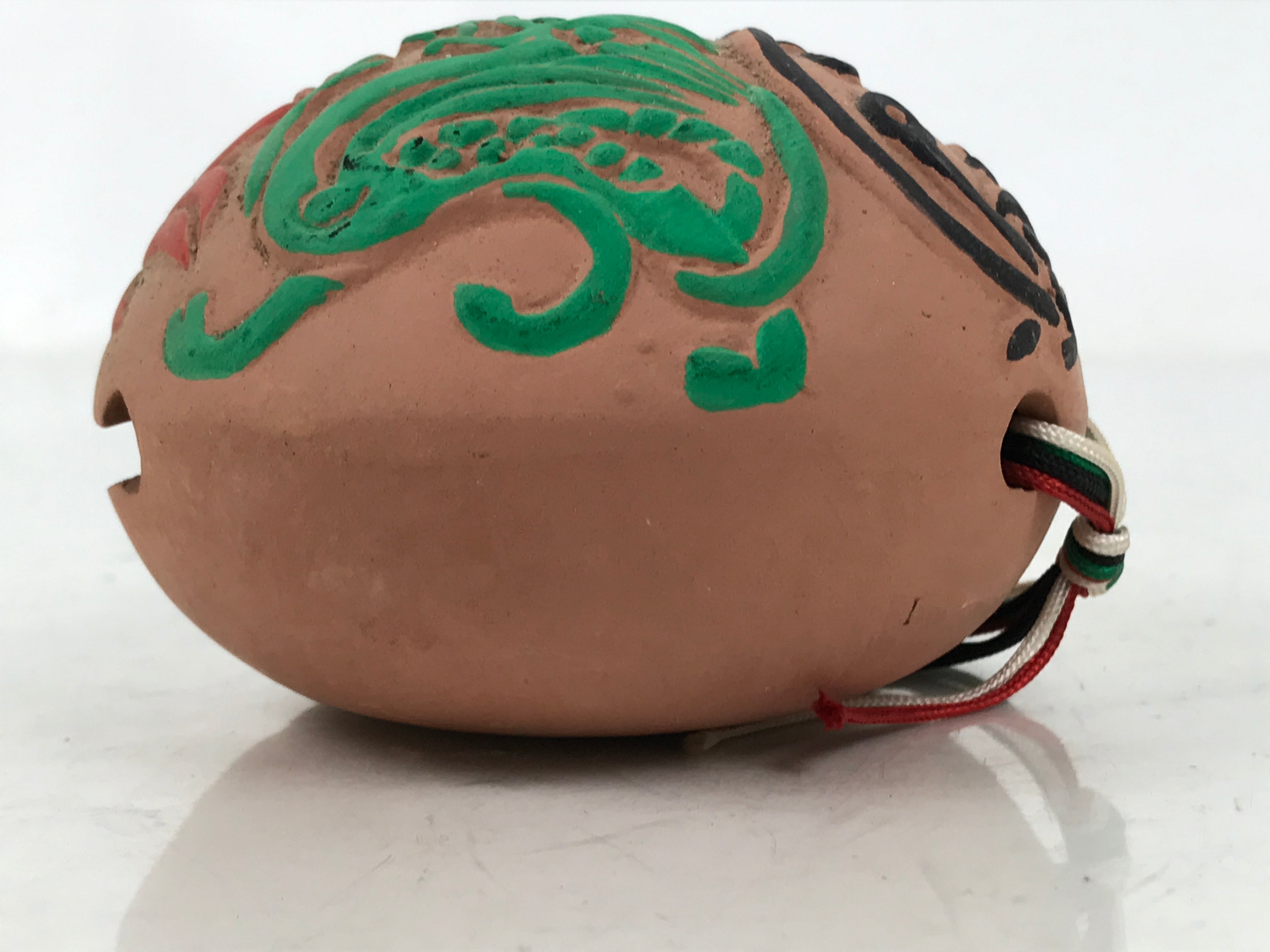Japanese Clay Bell Dorei Vtg Tsuchi-Suzu Dragon Phoenix Kirin Turtle Brown DR595