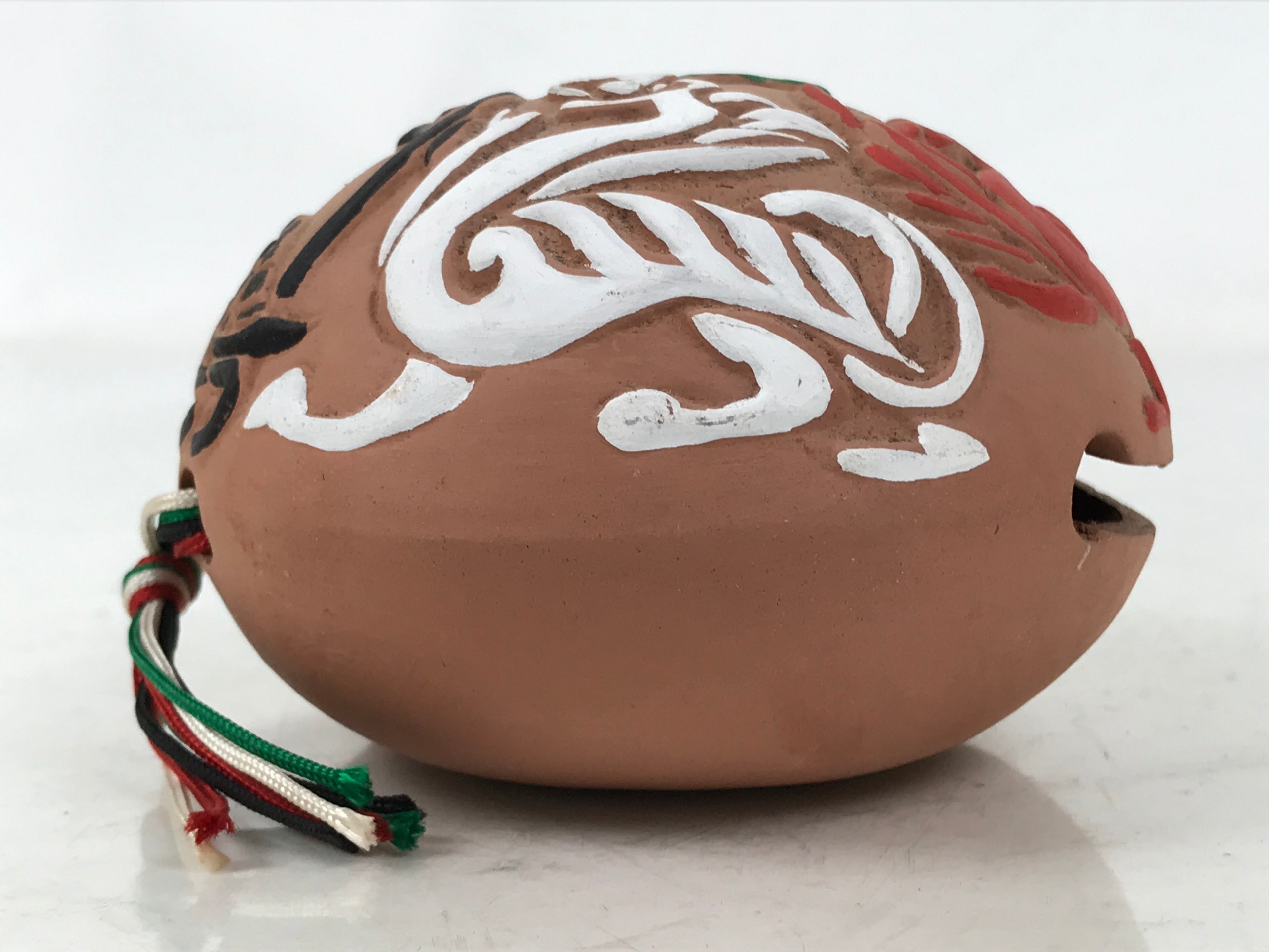 Japanese Clay Bell Dorei Vtg Tsuchi-Suzu Dragon Phoenix Kirin Turtle Brown DR595