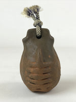 Japanese Clay Bell Dorei Vtg Tsuchi-Suzu Good Luck Mokugyo Amulet Brown DR501