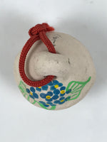 Japanese Clay Bell Dorei Vtg Tsuchi-Suzu Kamakura Blue Hydrangeas Ajisai DR613