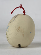 Japanese Clay Bell Dorei Vtg Tsuchi-Suzu Kimono Girl Daruma Flowers White DR502