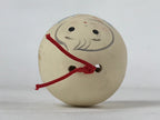 Japanese Clay Bell Dorei Vtg Tsuchi-Suzu Kimono Girl Daruma Flowers White DR502