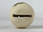 Japanese Clay Bell Dorei Vtg Tsuchi-Suzu Kimono Girl Daruma Flowers White DR502