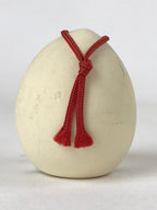Japanese Clay Bell Dorei Vtg Tsuchi-Suzu Kimono Girl Daruma Pine White DR507