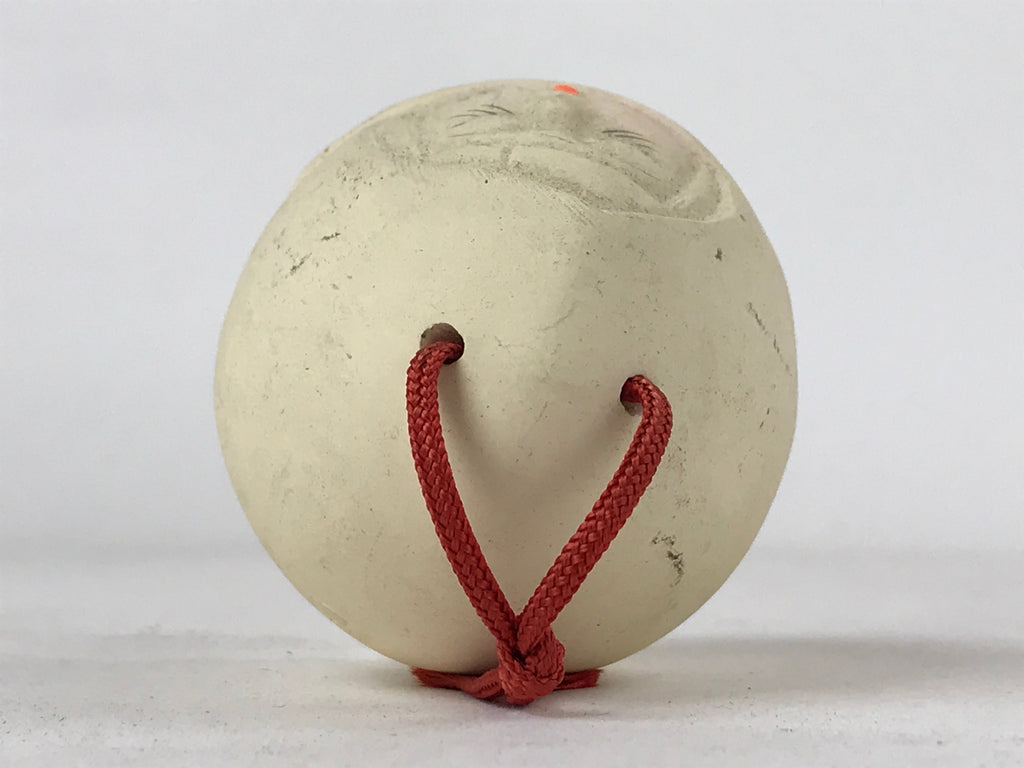 Japanese Clay Bell Dorei Vtg Tsuchi-Suzu Kimono Girl Daruma Pine White DR507