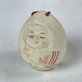 Japanese Clay Bell Dorei Vtg Tsuchi-Suzu Kimono Girl Daruma Pine White DR507