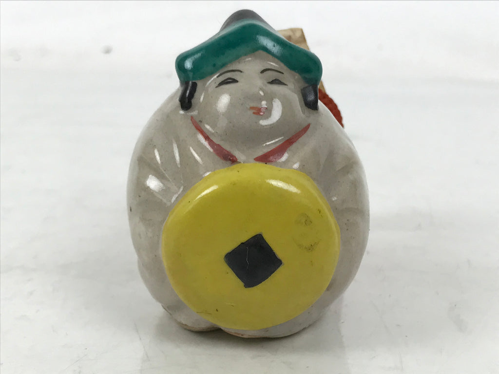 Japanese Clay Bell Dorei Vtg Tsuchi-Suzu Kitahachi Traveler Hizakurige DR576
