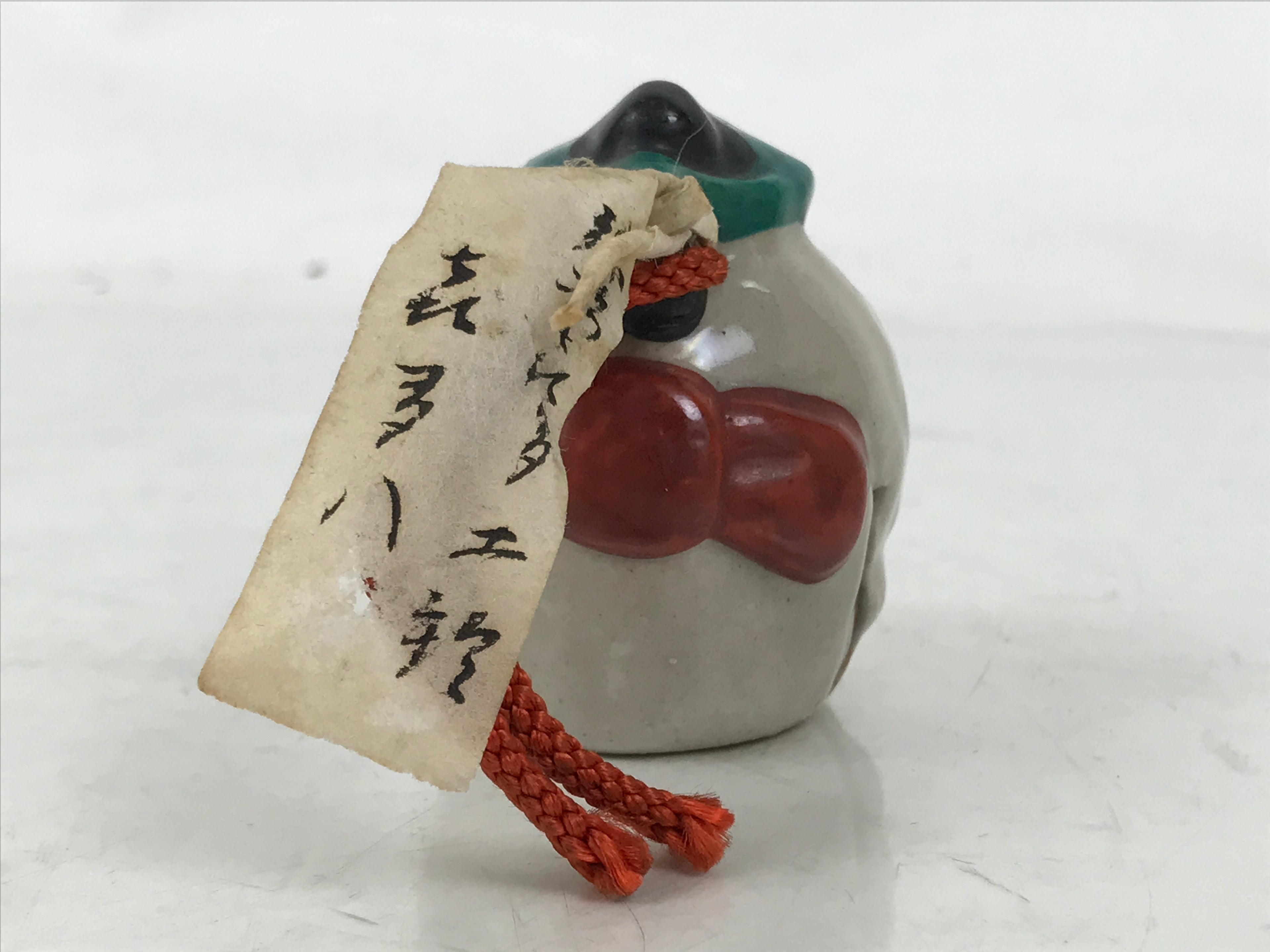 Japanese Clay Bell Dorei Vtg Tsuchi-Suzu Kitahachi Traveler Hizakurige DR576