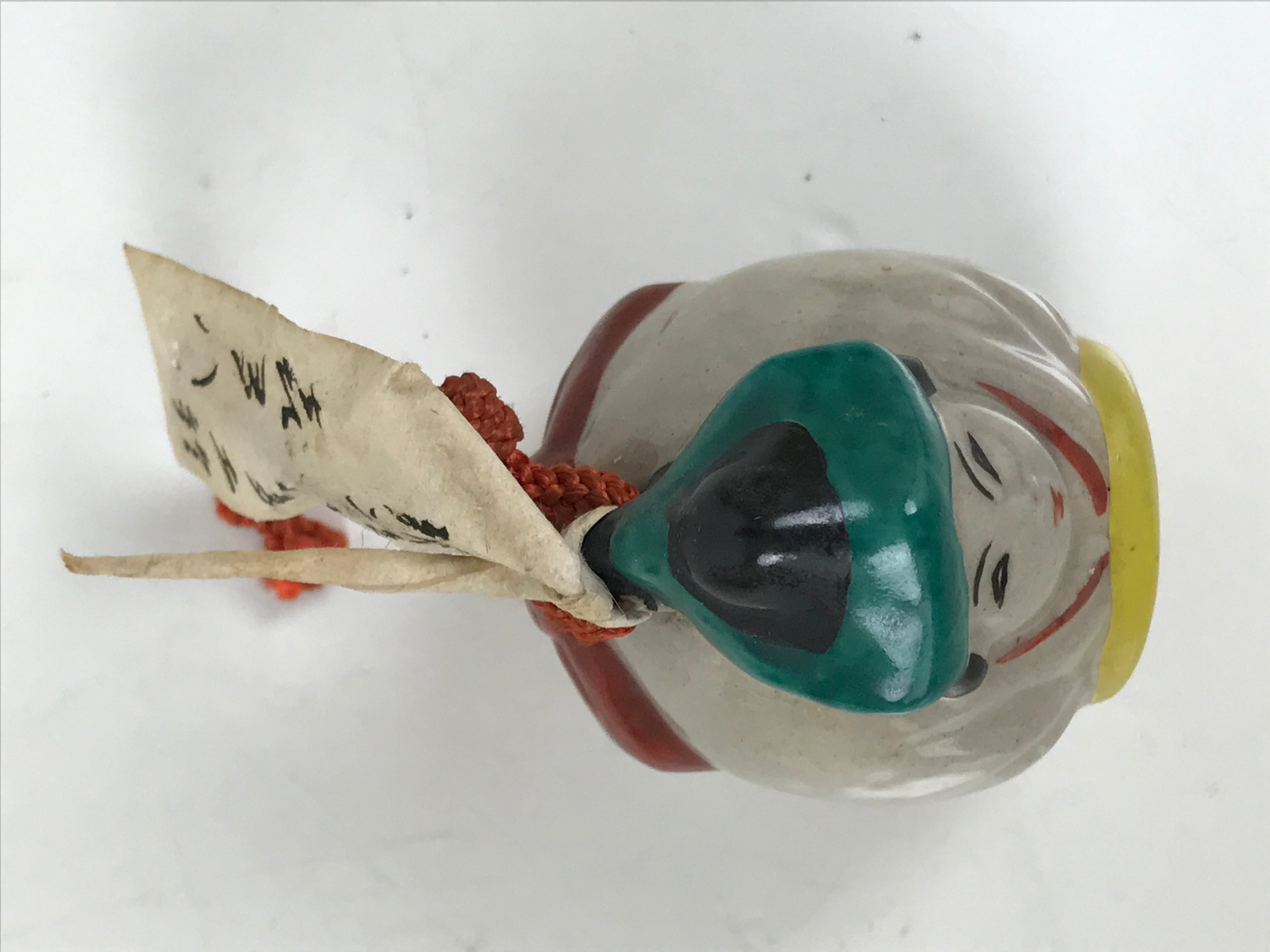 Japanese Clay Bell Dorei Vtg Tsuchi-Suzu Kitahachi Traveler Hizakurige DR576