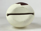 Japanese Clay Bell Dorei Vtg Tsuchi-Suzu Large Daruma White Plum Blossom DR522