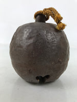 Japanese Clay Bell Dorei Vtg Tsuchi-Suzu Longevity Ikuta Jinja Brown Round DR582