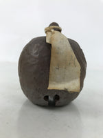 Japanese Clay Bell Dorei Vtg Tsuchi-Suzu Longevity Ikuta Jinja Brown Round DR582