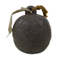 Japanese Clay Bell Dorei Vtg Tsuchi-Suzu Longevity Ikuta Jinja Brown Round DR582