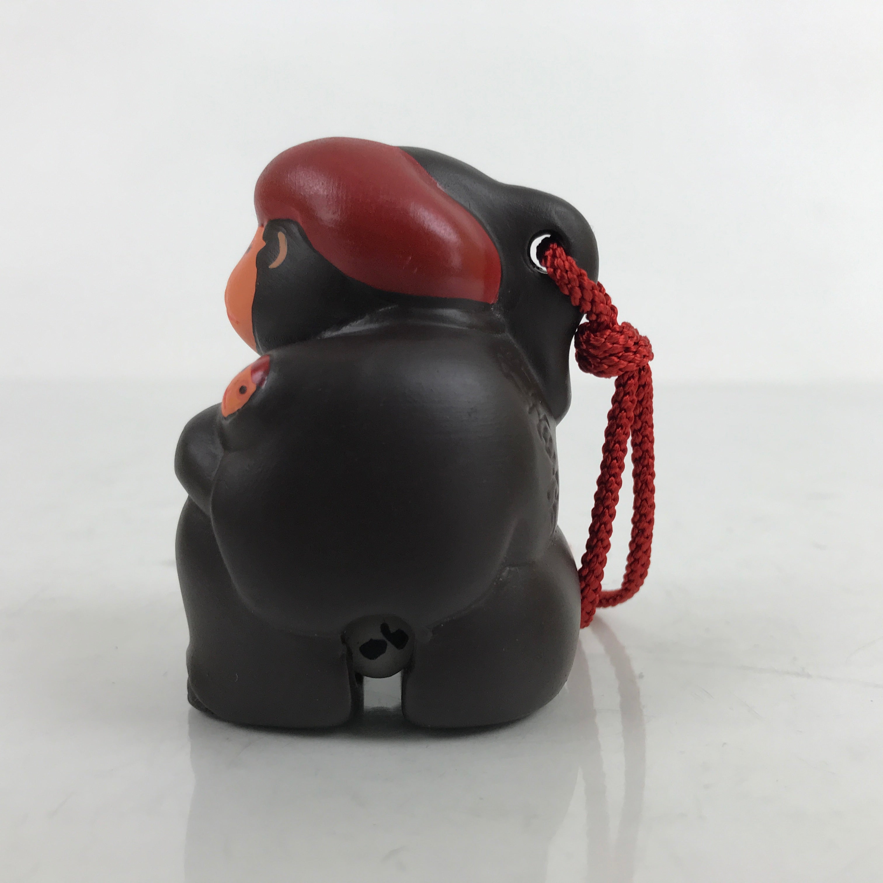 Japanese Clay Bell Dorei Vtg Tsuchi-Suzu Monkey With Baby Dark Brown DR538