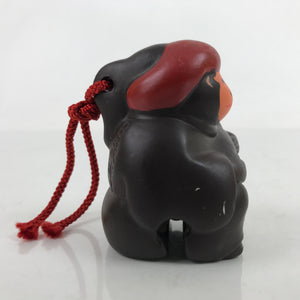 Japanese Clay Bell Dorei Vtg Tsuchi-Suzu Monkey With Baby Dark Brown DR538