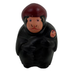 Japanese Clay Bell Dorei Vtg Tsuchi-Suzu Monkey With Baby Dark Brown DR538