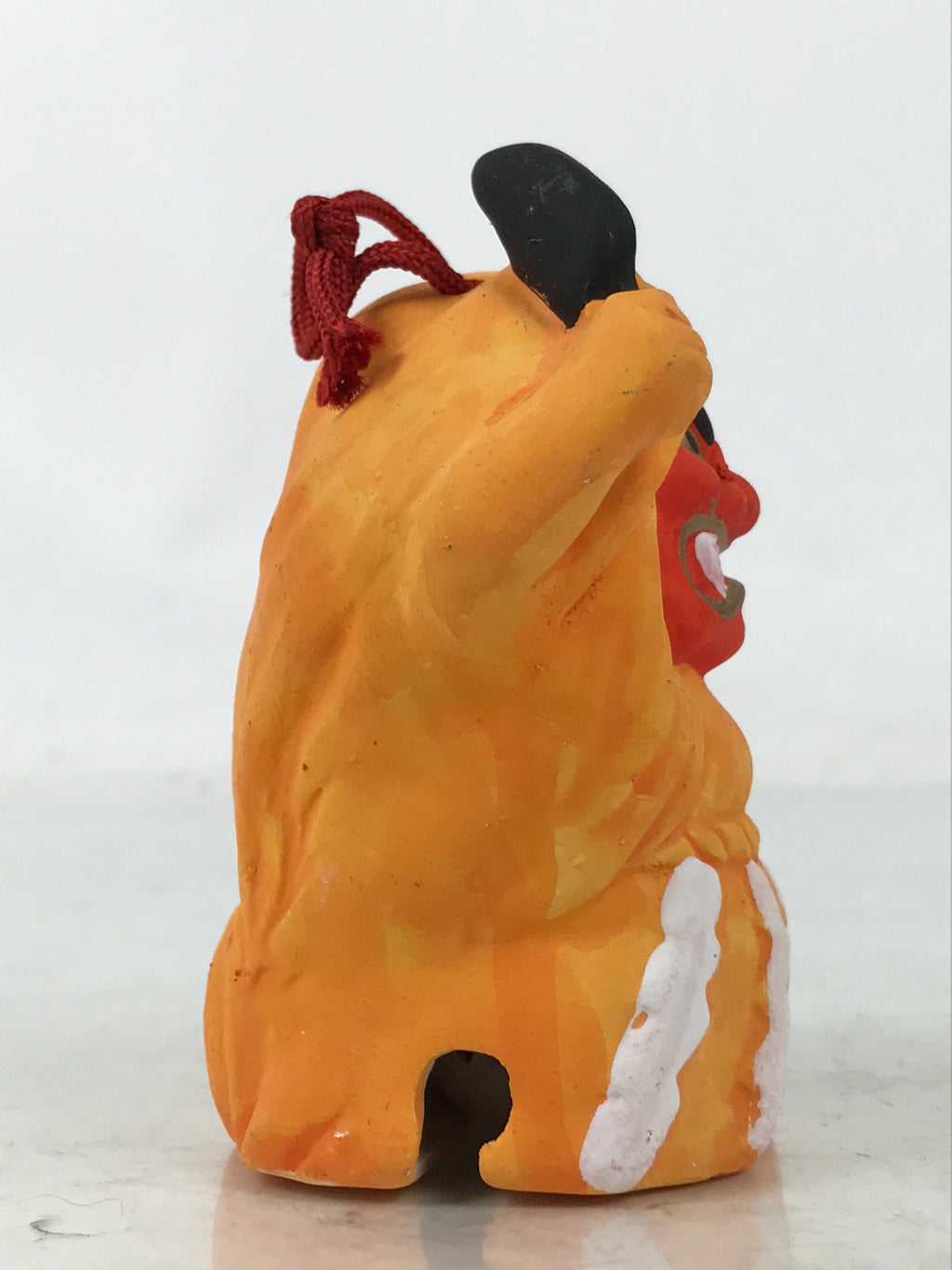 Japanese Clay Bell Dorei Vtg Tsuchi-Suzu Namahage Demon Oni Akita Orange DR585