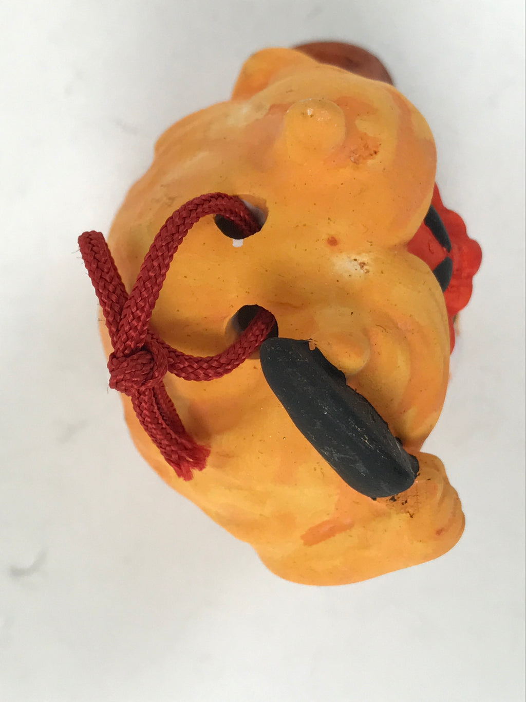 Japanese Clay Bell Dorei Vtg Tsuchi-Suzu Namahage Demon Oni Akita Orange DR585
