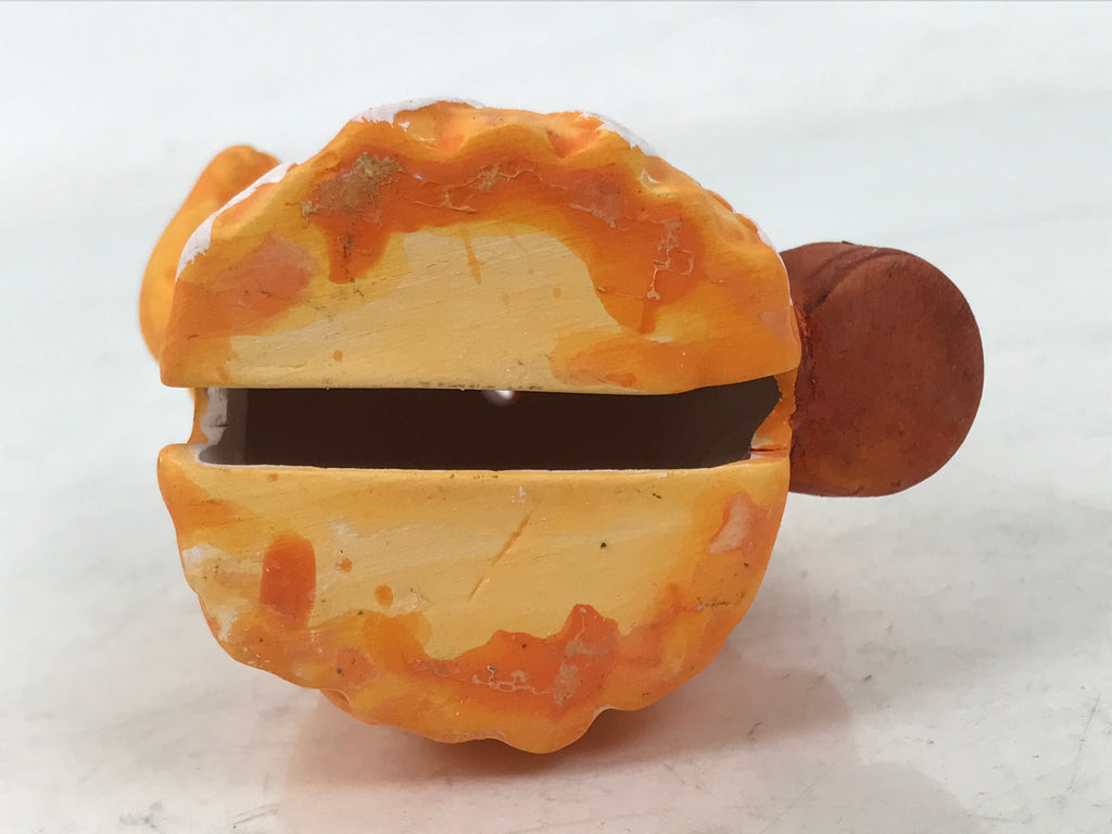 Japanese Clay Bell Dorei Vtg Tsuchi-Suzu Namahage Demon Oni Akita Orange DR585