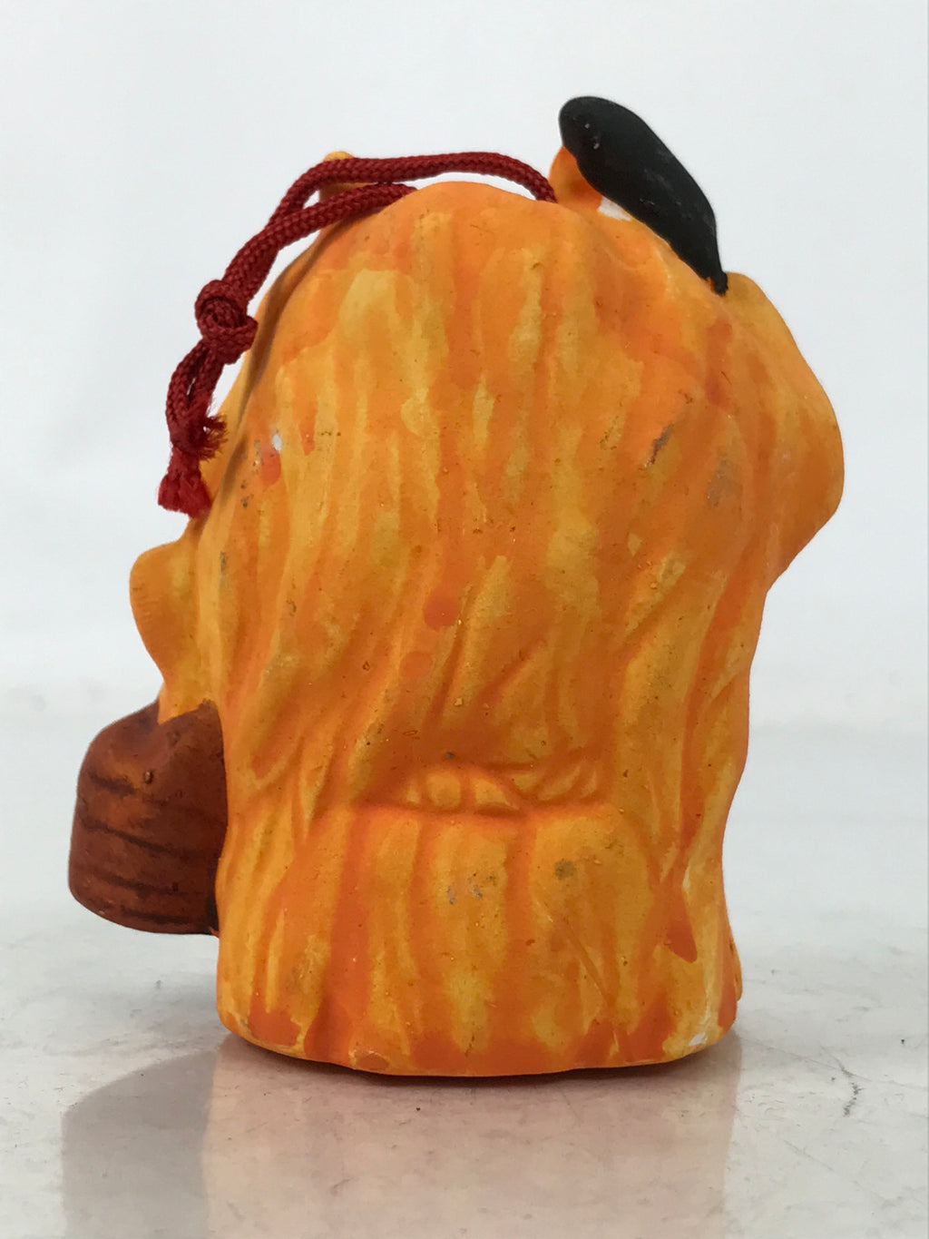 Japanese Clay Bell Dorei Vtg Tsuchi-Suzu Namahage Demon Oni Akita Orange DR592
