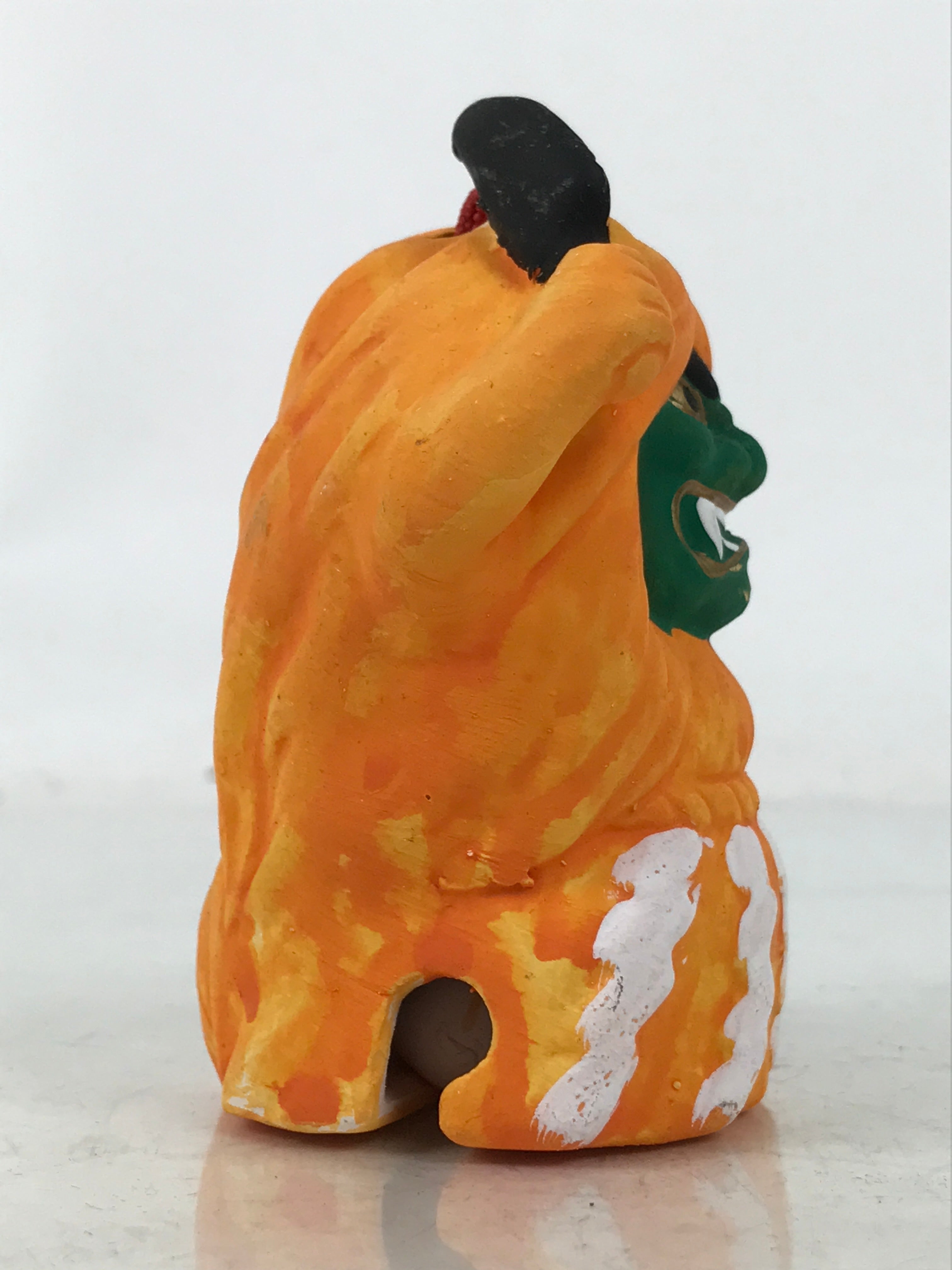 Japanese Clay Bell Dorei Vtg Tsuchi-Suzu Namahage Demon Oni Akita Orange DR592