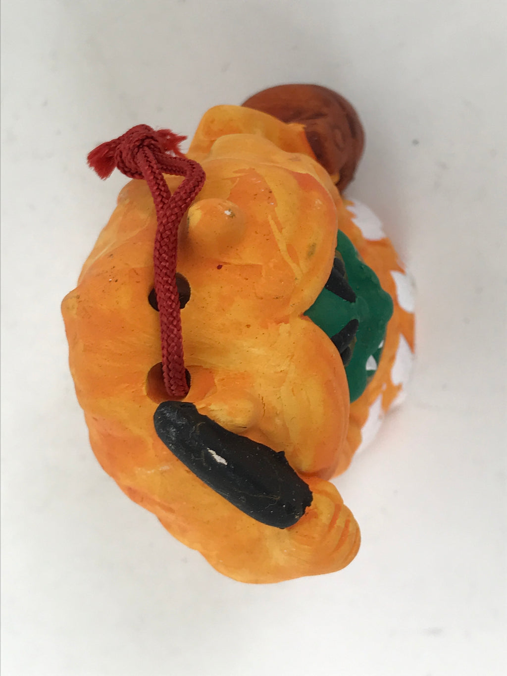 Japanese Clay Bell Dorei Vtg Tsuchi-Suzu Namahage Demon Oni Akita Orange DR592