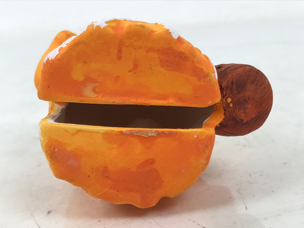 Japanese Clay Bell Dorei Vtg Tsuchi-Suzu Namahage Demon Oni Akita Orange DR592