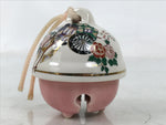 Japanese Clay Bell Dorei Vtg Tsuchi-Suzu Ox Cart Kutani Ware Pink White DR577