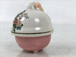 Japanese Clay Bell Dorei Vtg Tsuchi-Suzu Ox Cart Kutani Ware Pink White DR577