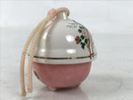 Japanese Clay Bell Dorei Vtg Tsuchi-Suzu Ox Cart Kutani Ware Pink White DR577