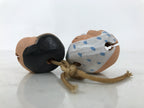 Japanese Clay Bell Dorei Vtg Tsuchi-Suzu Pair Okame Hyottoko People Face DR583