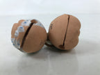 Japanese Clay Bell Dorei Vtg Tsuchi-Suzu Pair Okame Hyottoko People Face DR583