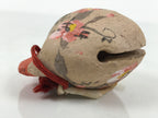 Japanese Clay Bell Dorei Vtg Tsuchi-Suzu Plum Blossom Ume Poem Beige Red DR656