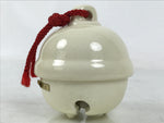 Japanese Clay Bell Dorei Vtg Tsuchi-Suzu Quail Bird Peony Flower Red White DR578