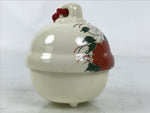 Japanese Clay Bell Dorei Vtg Tsuchi-Suzu Quail Bird Peony Flower Red White DR578