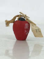 Japanese Clay Bell Dorei Vtg Tsuchi-Suzu Red Tengu Amulet Mayoke Temple DR579