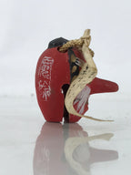 Japanese Clay Bell Dorei Vtg Tsuchi-Suzu Red Tengu Amulet Mayoke Temple DR579