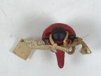 Japanese Clay Bell Dorei Vtg Tsuchi-Suzu Red Tengu Amulet Mayoke Temple DR579