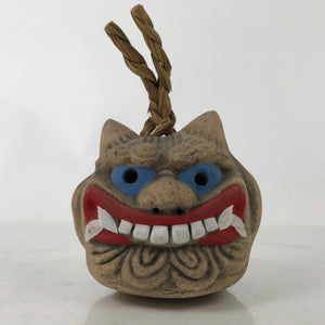 Japanese Clay Bell Dorei Vtg Tsuchi-Suzu Shishi Lion Brown Lucky Charm DR541